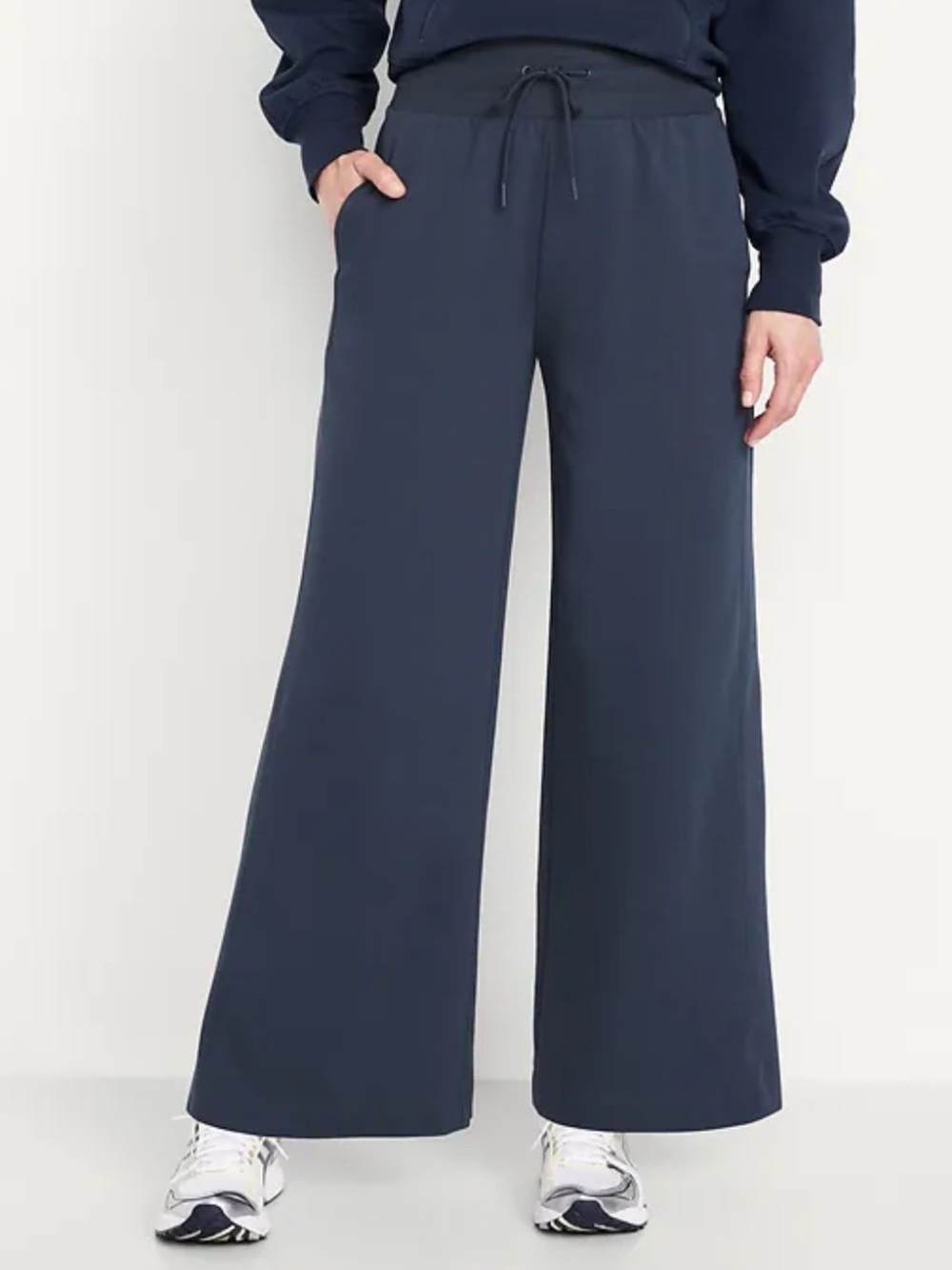 Old Navy Dynamic Fleece Pants Extra High Rise Wide Leg Size L Tall Dark Blue